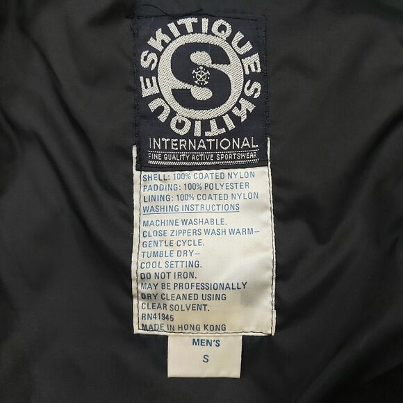 Vintage Skitique Ski Snow Bibs Mens Small Black Insulated Nylon Snowboarding - Picture 9 of 11